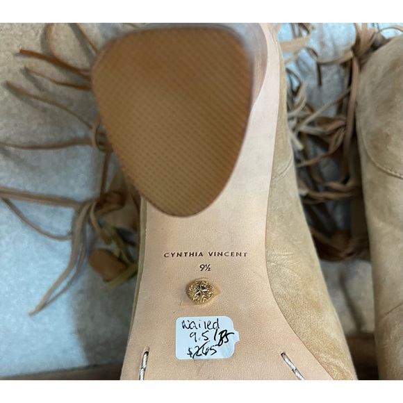 Cynthia Vincent Nailed Fringe Open Toed Booties - SZ 9.5 - New W/O Box - Picture 12 of 14